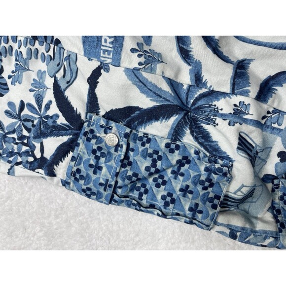 Farm Rio Anthropologie Denim Overalls Women Blue Floral Vacay Retro Boho Large - Picture 9 of 16